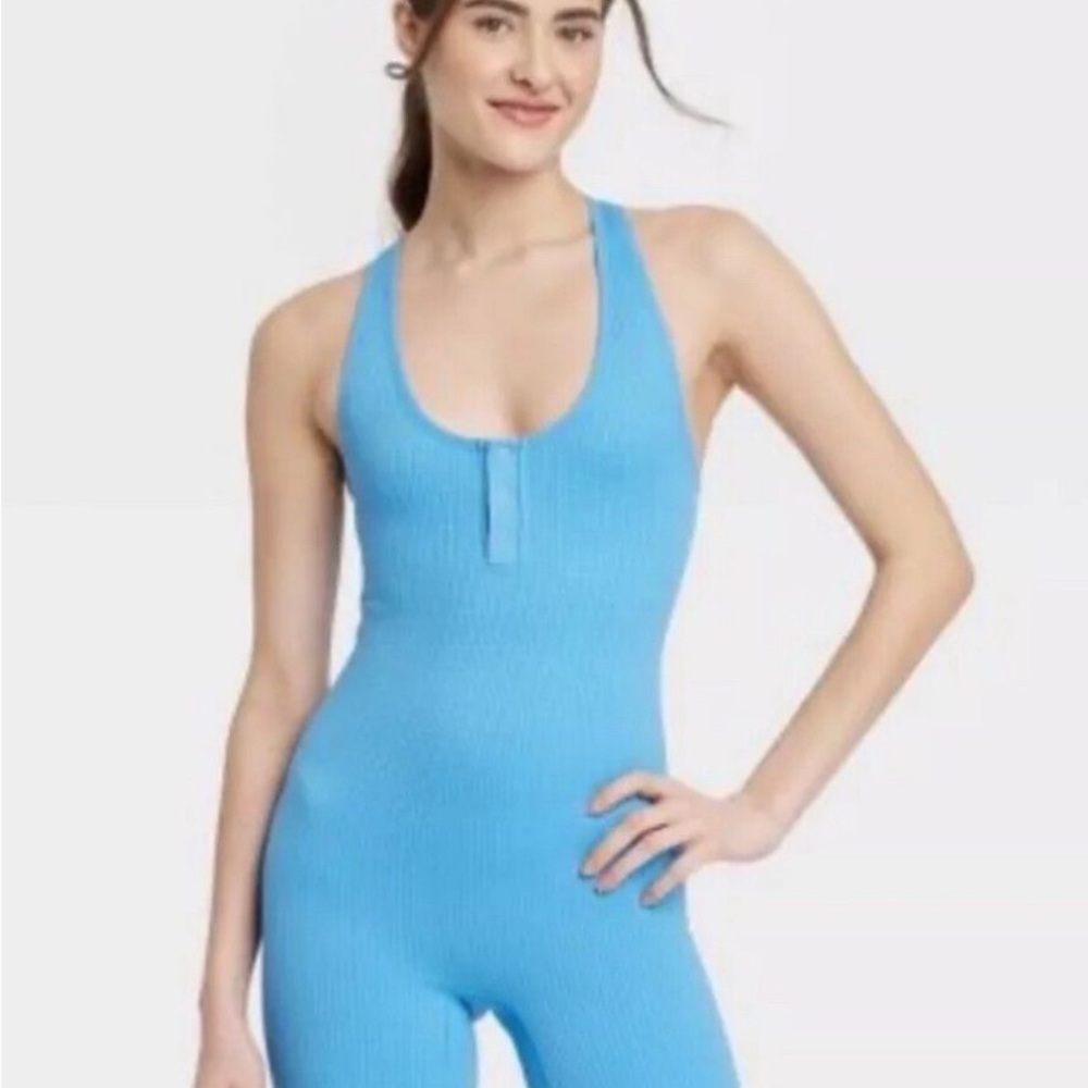 Seamless blue waffle Jumpsuit XS